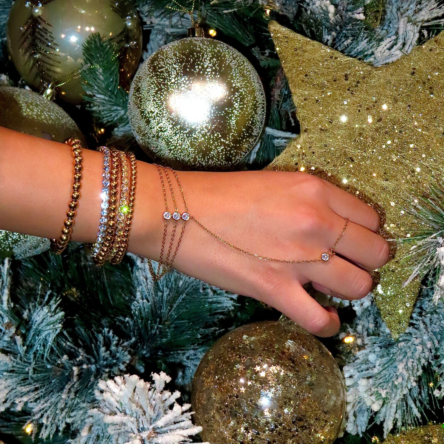 Three Stone Hand Chain